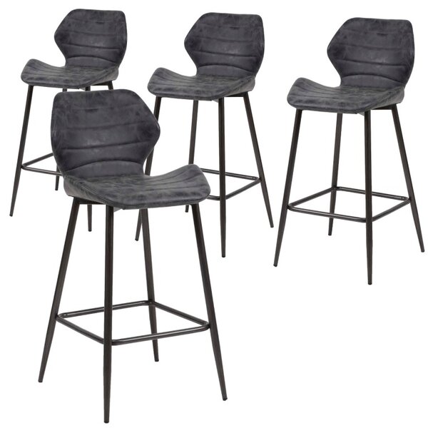 Barová židle Bregje II - set 4 ks Wax PU black