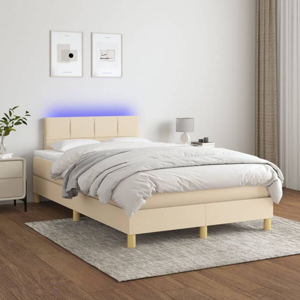 Box spring postel s matrací a LED krémová 120 x 200 cm textil 3133706