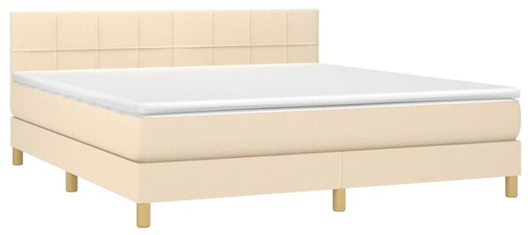 Box spring postel s matrací a LED krémová 160x200 cm textil 3133730