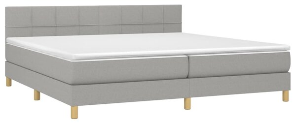 Box spring postel s matrací a LED světle šedá 200x200 cm textil 3133741