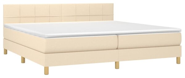 Box spring postel s matrací a LED krémová 200x200 cm textil 3133746