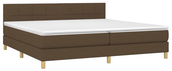 Box spring postel s matrací a LED tmavě hnědá 200x200 cm textil 3133744