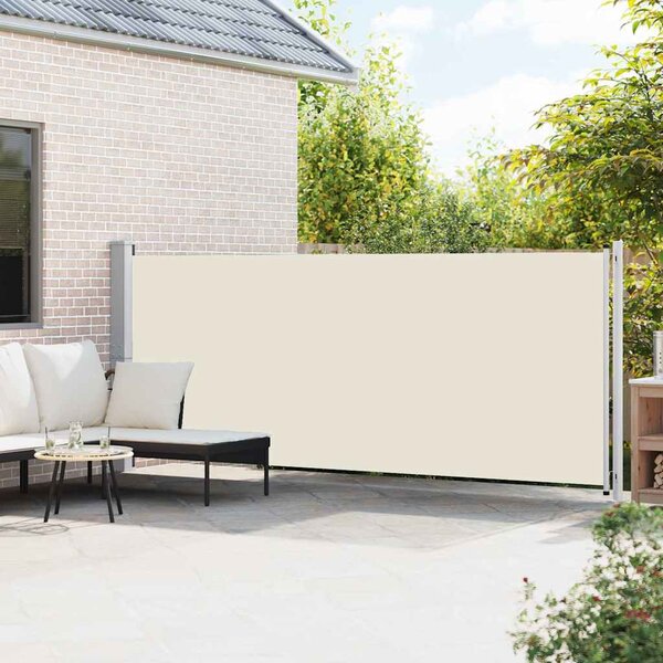 Zatahovací boční markýza / zástěna 614 x 160 cm krémová 313376