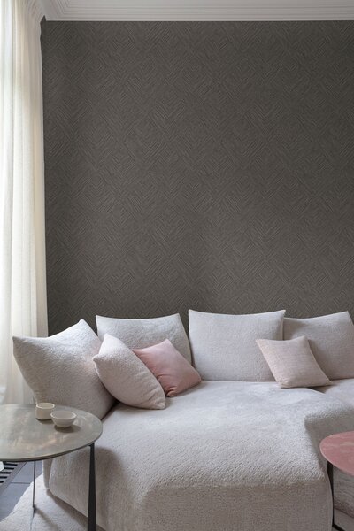 Vliesová tapeta na zeď, hnědá, geometrická, PW3009, Precious Weaves, Grandeco ROZBALENO