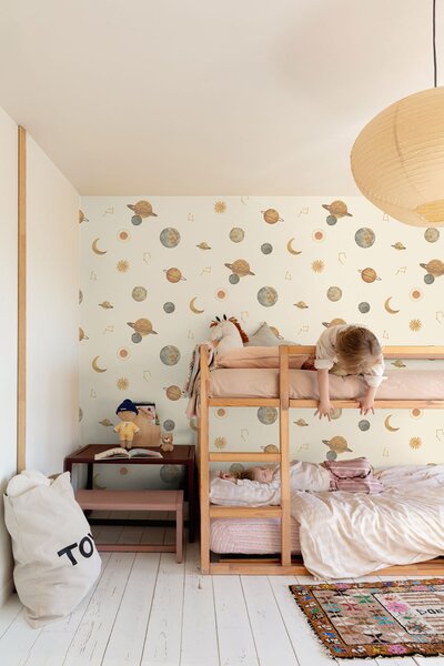 Dětská vliesová tapeta na zeď, krémová, vesmír, LD3519, Little Dreamers, Grandeco ROZBALENO