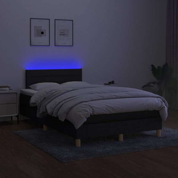 Box spring postel s matrací a LED černá 120 x 200 cm textil 3133783