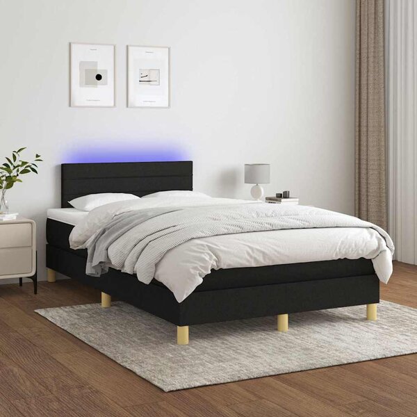 Box spring postel s matrací a LED černá 120 x 200 cm textil 3133783