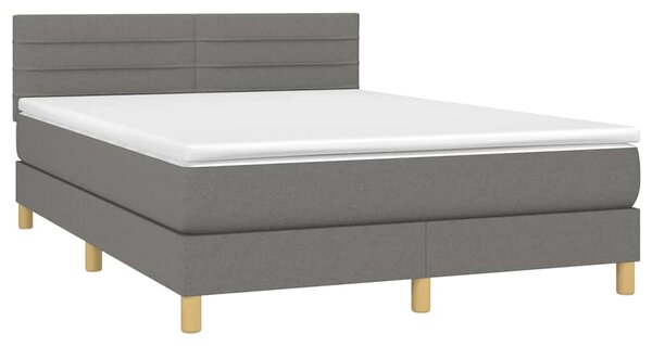 Box spring postel s matrací a LED tmavě šedá 140x200 cm textil 3133798