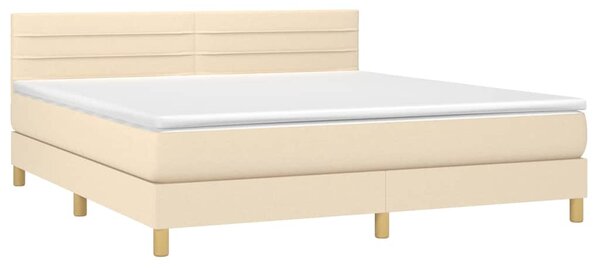 Box spring postel s matrací a LED krémová 160x200 cm textil 3133810