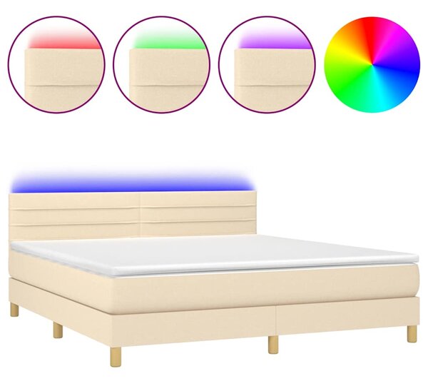 Box spring postel s matrací a LED krémová 160x200 cm textil 3133810