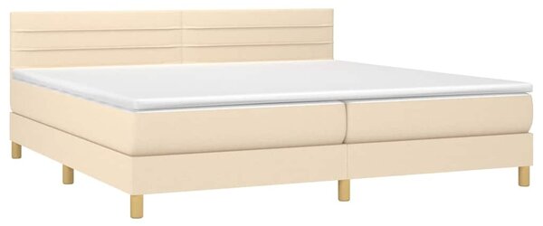 Box spring postel s matrací a LED krémová 200x200 cm textil 3133826