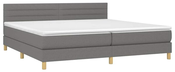 Box spring postel s matrací a LED tmavě šedá 200x200 cm textil 3133822
