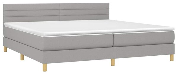 Box spring postel s matrací a LED světle šedá 200x200 cm textil 3133821