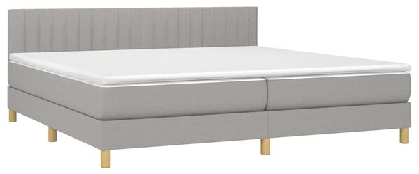 Box spring postel s matrací a LED světle šedá 200x200 cm textil 3133901
