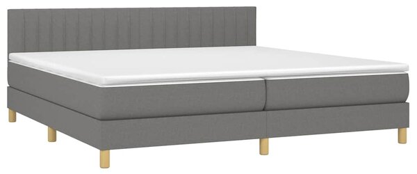 Box spring postel s matrací a LED tmavě šedá 200x200 cm textil 3133902