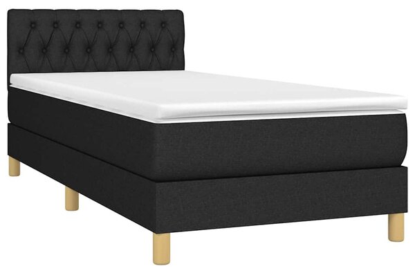 Box spring postel s matrací a LED černá 90x190 cm textil 3133919