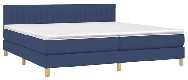 Box spring postel s matrací a LED modrá 200x200 cm textil 3133907