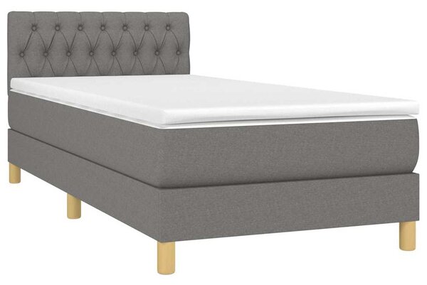 Box spring postel s matrací a LED tmavě šedá 90x200 cm textil 3133926