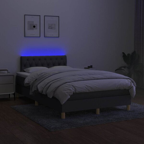Box spring postel s matrací a LED tmavě šedá 120x200 cm textil 3133942