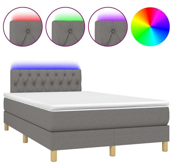 Box spring postel s matrací a LED tmavě šedá 120x200 cm textil 3133942