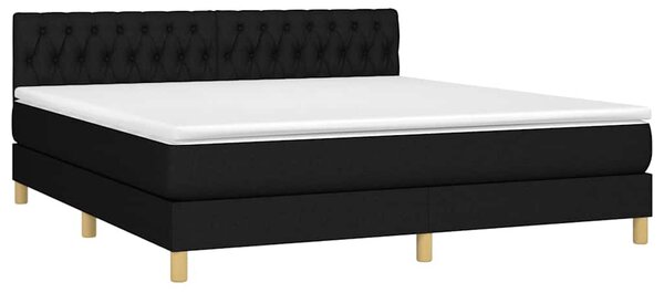 Box spring postel s matrací a LED černá 180x200 cm textil 3133975