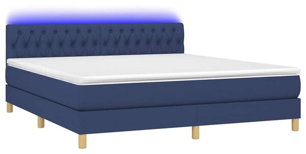 Box spring postel s matrací a LED modrá 160x200 cm textil 3133971