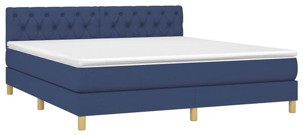 Box spring postel s matrací a LED modrá 160x200 cm textil 3133971
