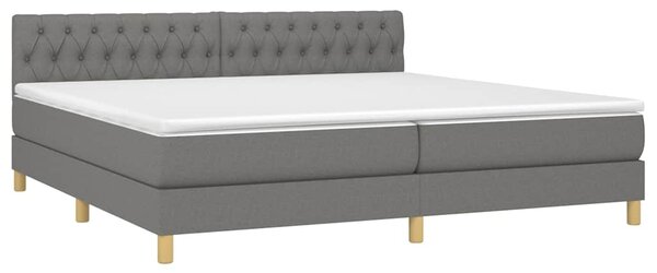 Box spring postel s matrací a LED tmavě šedá 200x200 cm textil 3133982