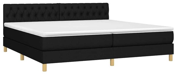Box spring postel s matrací a LED černá 200x200 cm textil 3133983