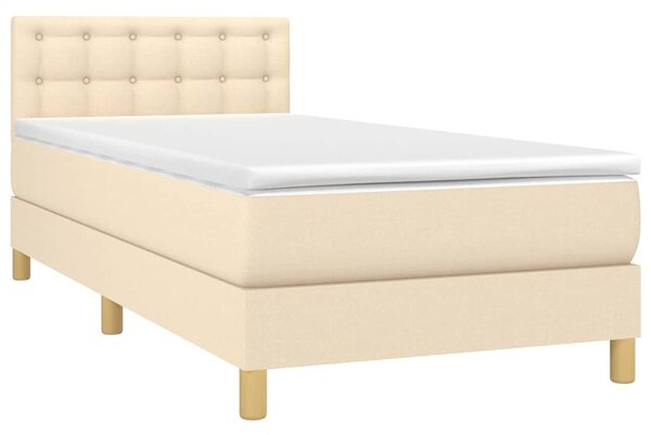Box spring postel s matrací a LED krémová 80 x 200 cm textil 3133994