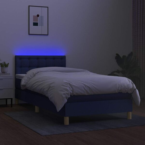 Box spring postel s matrací a LED modrá 80 x 200 cm textil 3133995