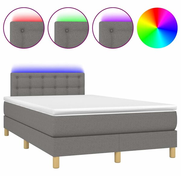 Box spring postel s matrací a LED tmavě šedá 120x200 cm textil 3134022