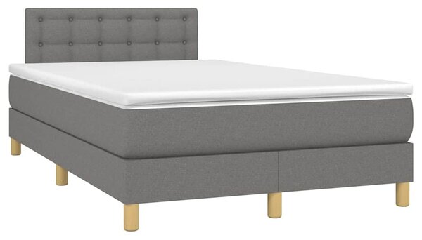 Box spring postel s matrací a LED tmavě šedá 120x200 cm textil 3134022