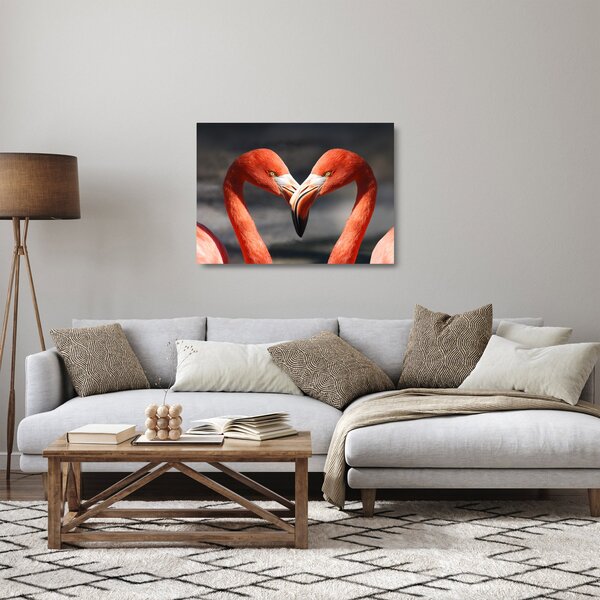 Skleněný obraz dvou zamilovaných plameňáků (70x50 cm)