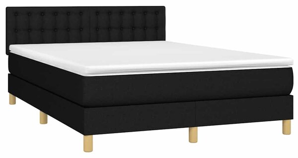 Box spring postel s matrací a LED černá 140x190 cm textil 3134031