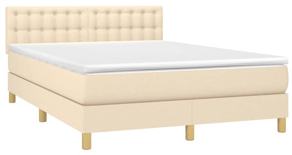 Box spring postel s matrací a LED krémová 140x190 cm textil 3134034