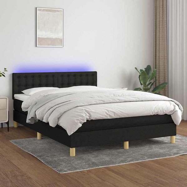 Box spring postel s matrací a LED černá 140x190 cm textil 3134031