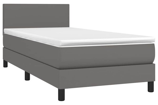 Box spring postel s matrací a LED šedá 80 x 200 cm umělá kůže 3134073