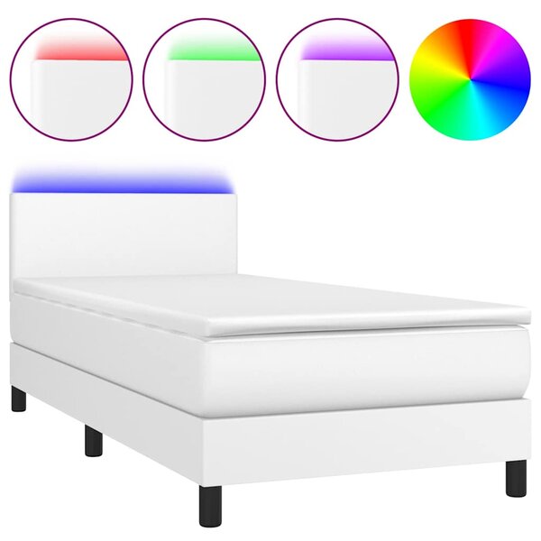 Box spring postel s matrací a LED bílá 80 x 200 cm umělá kůže 3134070