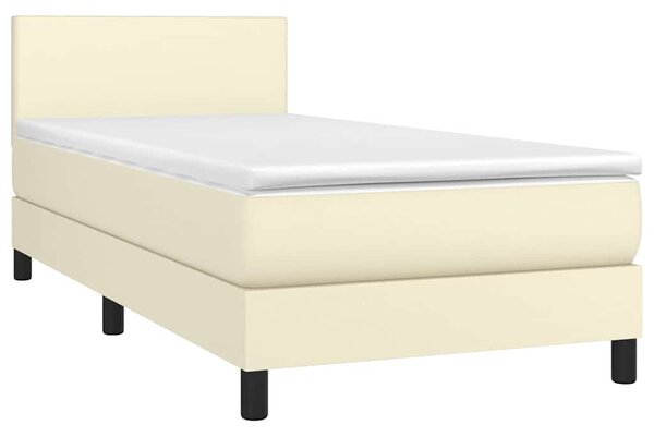 Box spring postel s matrací a LED krémová 100x200 cm umělá kůže 3134089