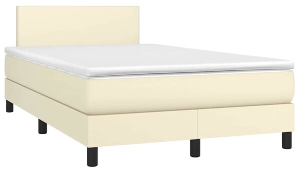 Box spring postel s matrací a LED krémová 120x200 cm umělá kůže 3134095