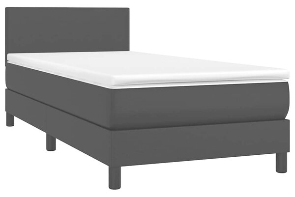 Box spring postel s matrací a LED černá 90x190 cm umělá kůže 3134075