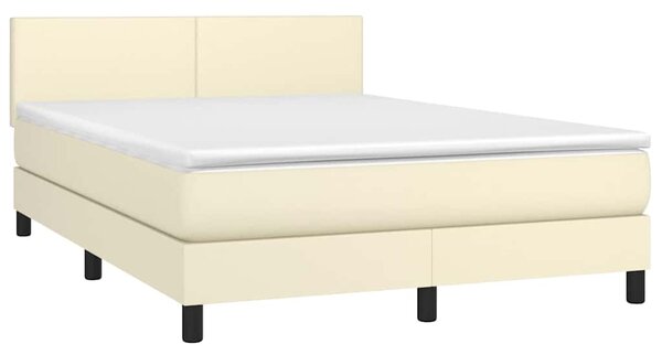 Box spring postel s matrací a LED krémová 140x190 cm umělá kůže 3134101