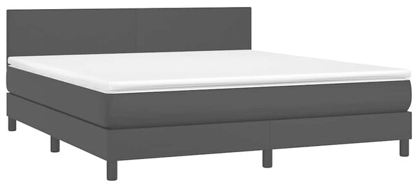 Box spring postel s matrací a LED černá 160x200 cm umělá kůže 3134111