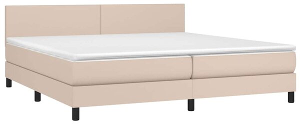 Box spring postel matrace a LED cappuccino 200x200cm umělá kůže 3134128