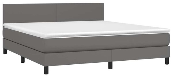 Box spring postel s matrací a LED šedá 160x200 cm umělá kůže 3134115
