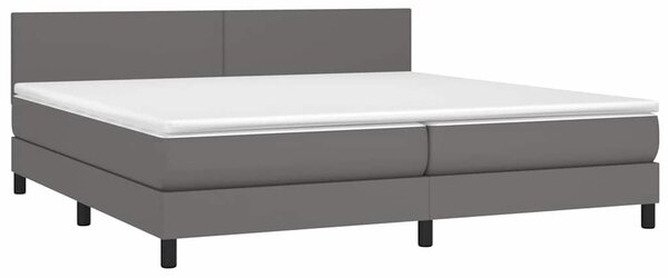 Box spring postel s matrací a LED šedá 200x200 cm umělá kůže 3134127