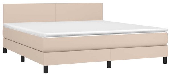 Box spring postel matrace a LED cappuccino 180x200cm umělá kůže 3134122