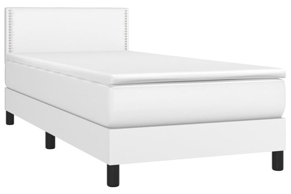 Box spring postel s matrací a LED bílá 100x200 cm umělá kůže 3134148