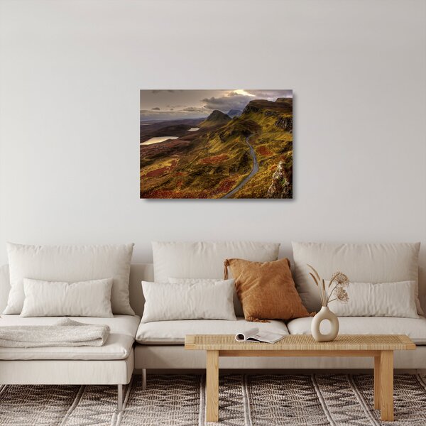 Skleněný obraz skotských hor (70x50 cm)